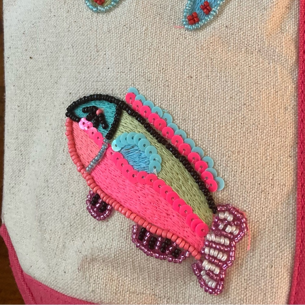 NEW America & Beyond Underwater Tales Beaded Boat Bag Sea Animals Beach Tote L - Picture 8 of 14
